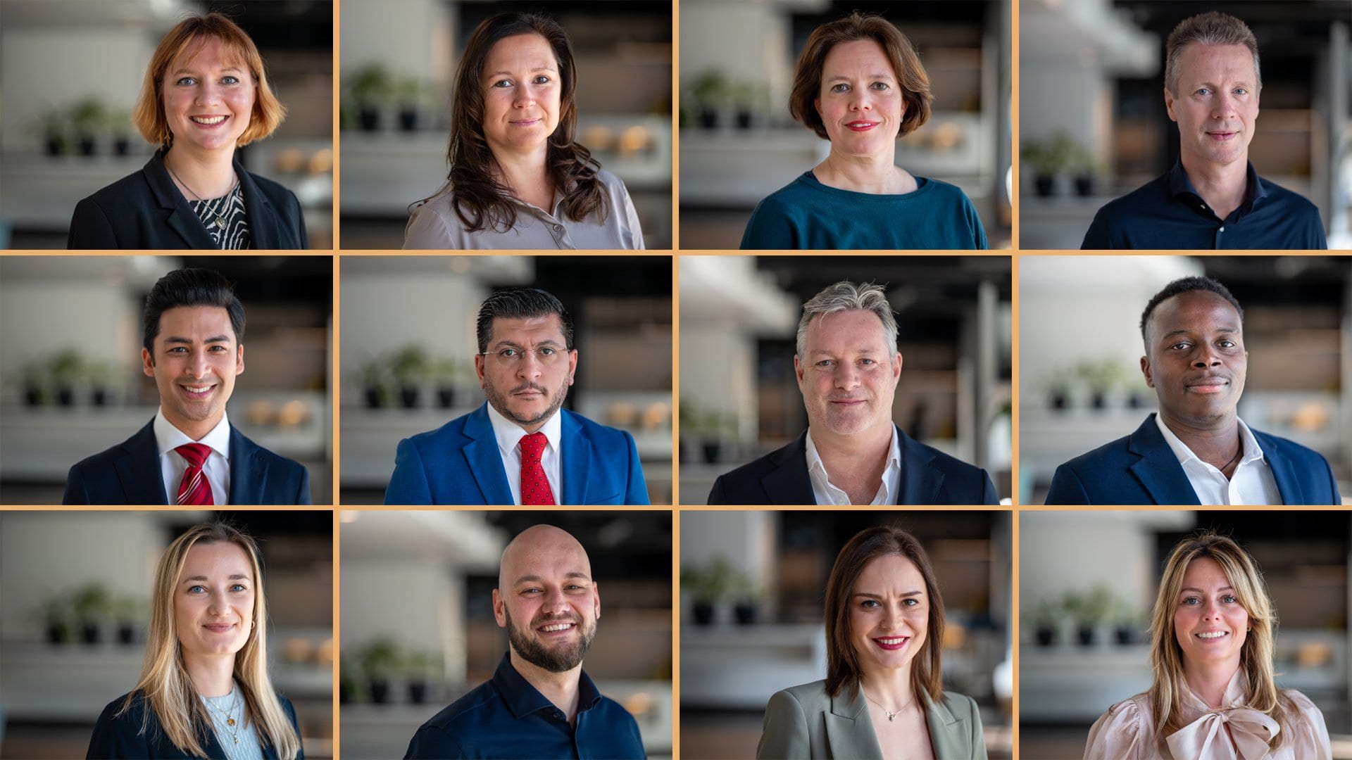 Collage van uniforme zakelijke portretfoto's, gemaakt door een fotograaf in Capelle aan den IJssel en Rotterdam